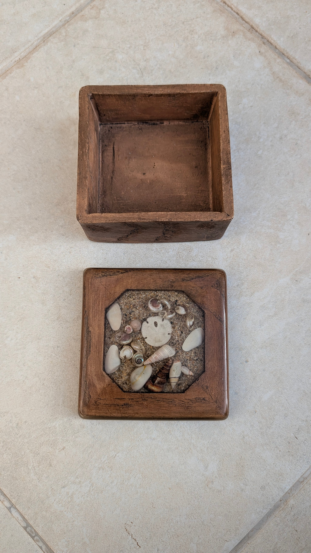 Wooden Collection Box (Assorted Shells in Resin)
